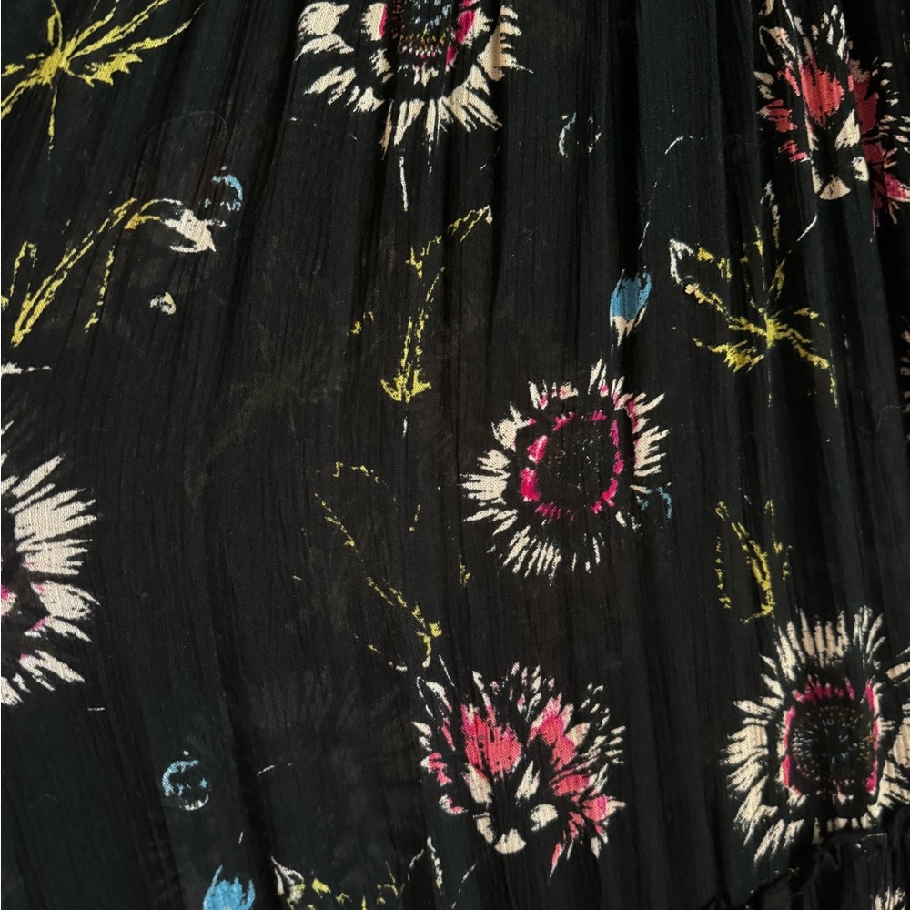 Intimately Free People Garden Party Maxi Dress XS Black Floral Smocked - Picture 4 of 6